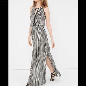 WHBM-STRIPED SPLIT MAXI DRESS